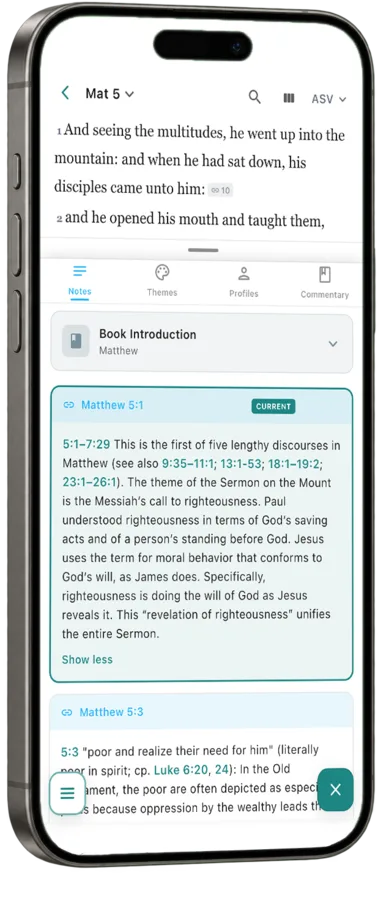 Commentary beside the text in VerseRoot